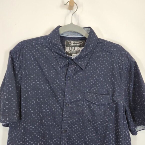 Broken Threads Allover Print Button Down Shirt in Navy - Size XL - Picture 2 of 4